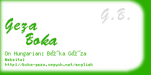 geza boka business card
